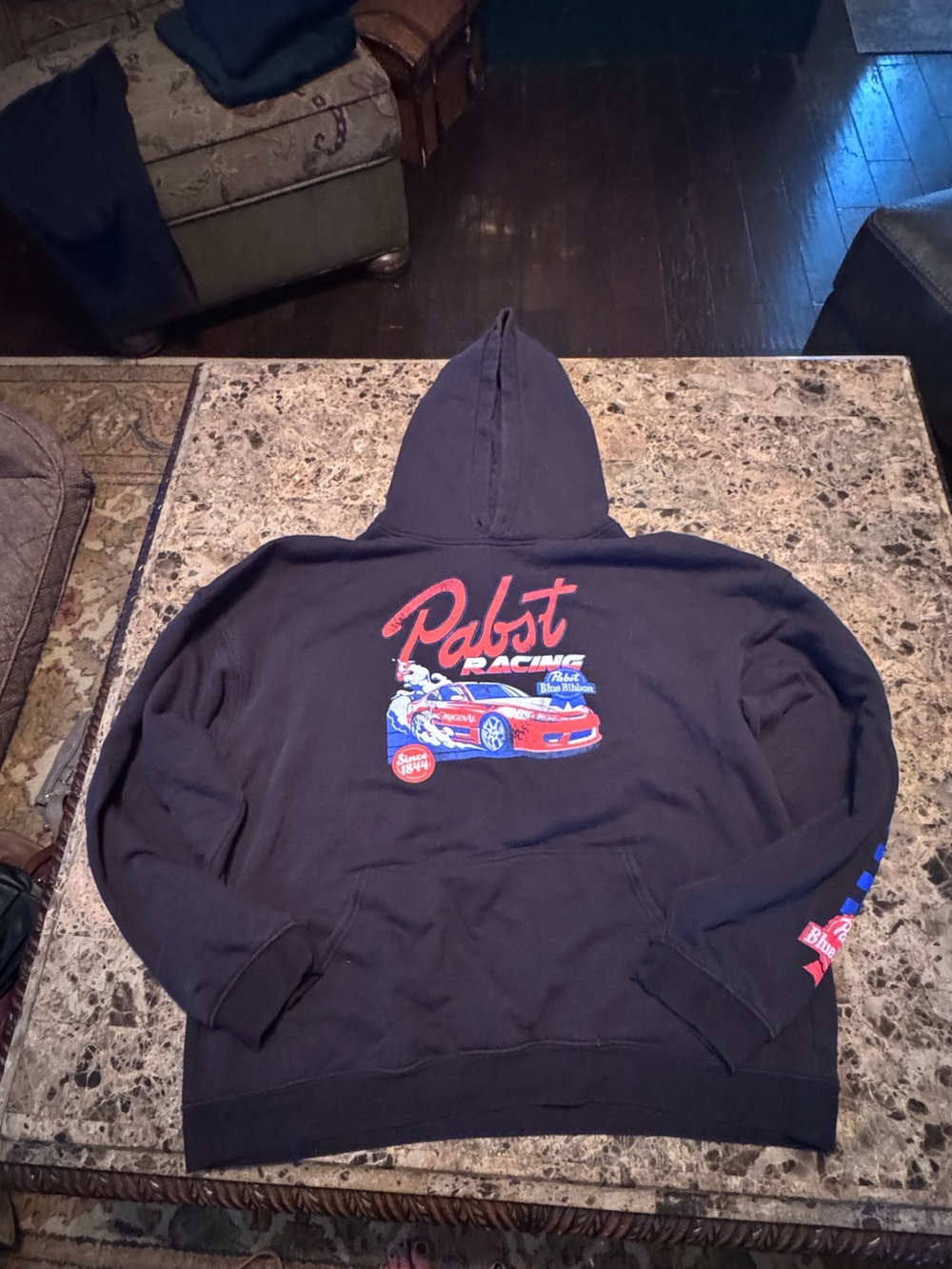 Racing Men's black Hooded Sweatshirt